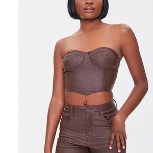 Leather strapless top